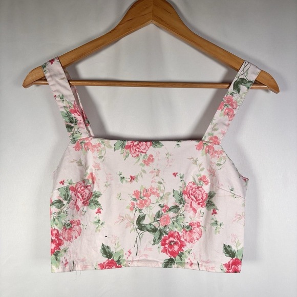 Trixxi Tops - Y2K Smocked Crop Top Womens Medium Floral Coquette Layering